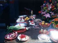 the offerings to the gods  at rear hall