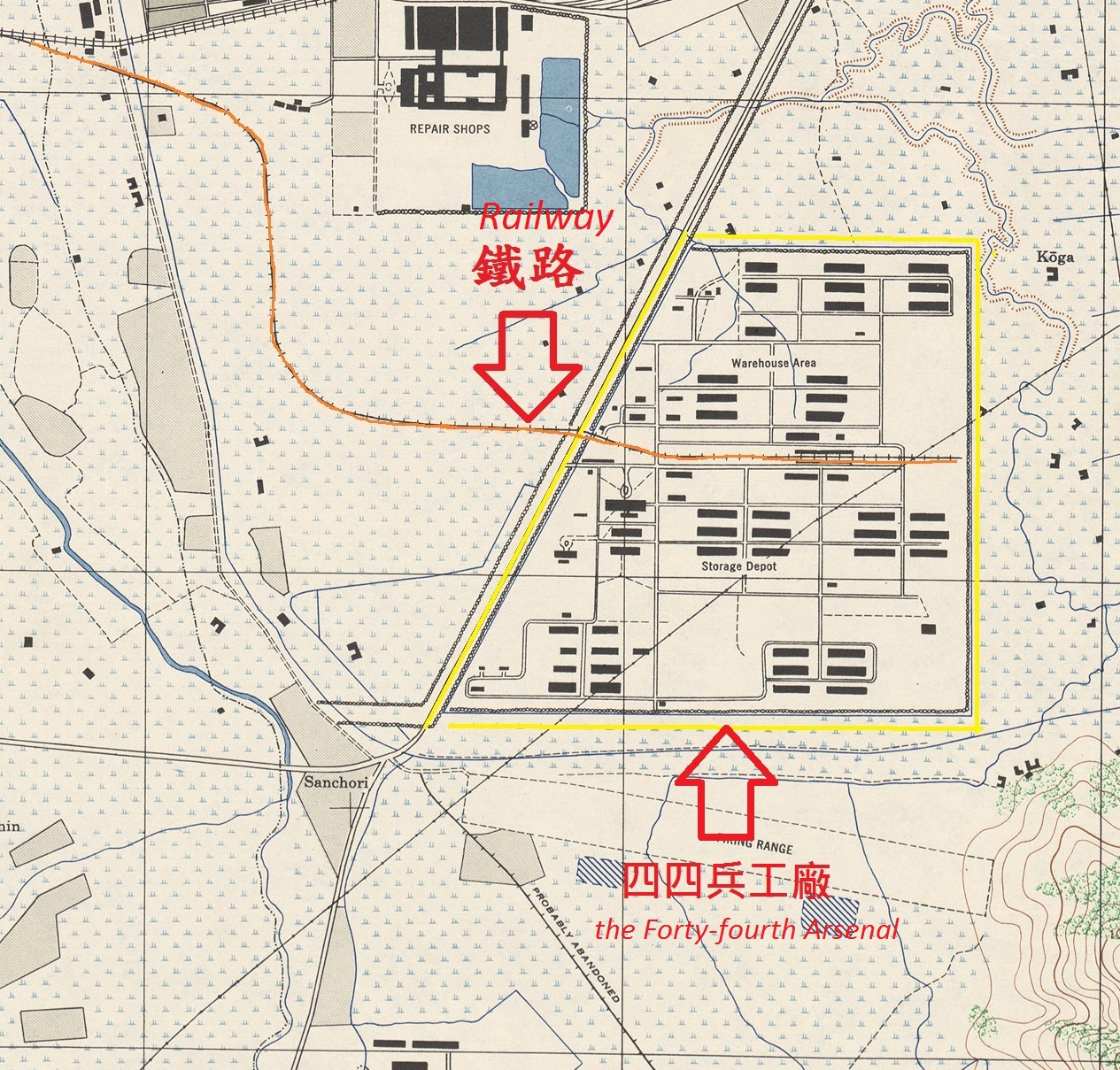 Map of Taipei, drawn by the US Military in 1945